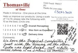 David Riverside CA CSCKL3050 Survey Card