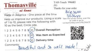 Delia Paso Robles CA BCK3640 SS3640 Survey Card