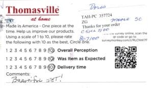 Doris Moore SC CSKL7100 BO7100 Survey Card