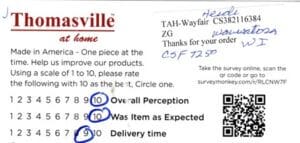 Heidi Wauwatosa WI CSF7250 Survey Card