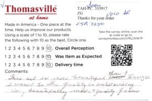 Jean Volo AL CSQ7250 Survey Card