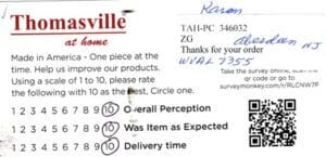 Karen Aberdeen NJ WVAL7355 Survey Card