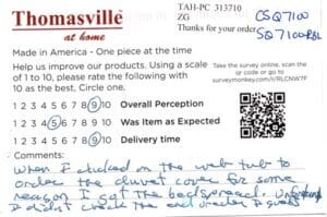 Kay Bluffton SC CSQ7100 SQ7100-RBL Survey Card