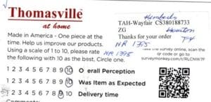 Kimberly Houston TX NR1395 Survey Card