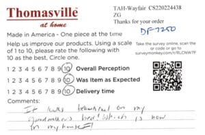 Kristin Plano TX DF7250 Survey Card