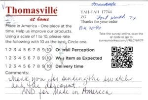 Michele Fort Worth TX BK7090 Survey Card