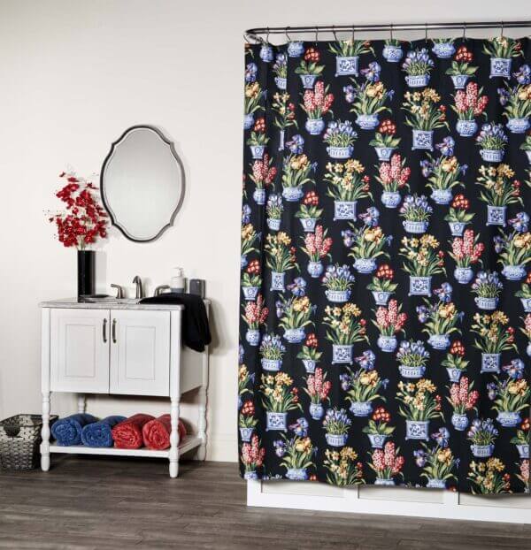 Melanie Black Shower Curtain