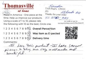 Sandra Atlanta GA SC2950-BBT Survey Card