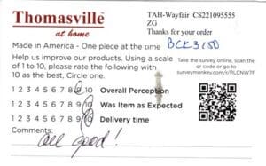 Steve Grover Beach CA BCK3150 Survey Card