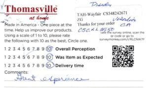 Trudy Visalia CA CSCKL2950 Survey Card