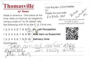 Arlene Scottsdale AL FV2950-BBT Survey Card