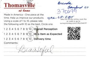 Brenda Stamford CT 4PK-CP-CBT Survey Card