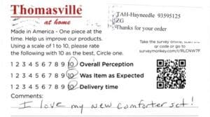 Camie Woodstock GA CSQ2950 Survey Card