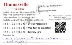 Donna Reese MI FV3150 Survey Card