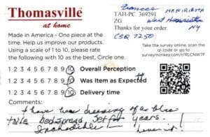 Frances West Henrietta NY CSQ7250 Survey Card