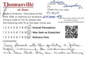 Ginger Georgetown SC FV3050 LTP3050-84 Survey Card