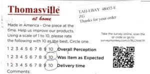 Heather Lake Orion MI 4PK-CP-R-BBT Survey Card