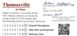 Joann Ontario CA CSCKL3050 Survey Card