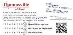 Laurie Avoca NY FV7510 Survey Card