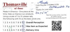 Linda Collerville TN DQ7535 Survey Card