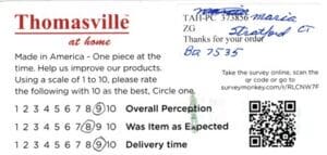 Maria Stratford CT BQ7535 Survey Card