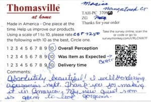 Marice Naugatuck CT CST7250 Survey Card