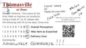 Marlene San Marcos CA CSCK3050 Survey Card