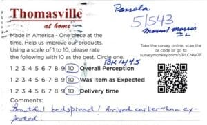 Pamela Mount Morris IL BK1445 Survey Card