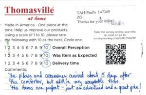 Ray Augusta GA SQ7380-QCR SQ7380-QCS BO7380-24 SS7380 ES7380-QCS Survey Card