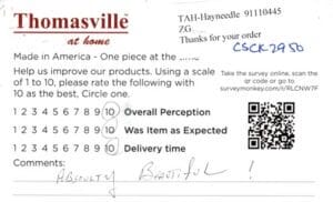 Reatha Beaumont TX CSCK2950 Survey Card