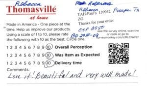 Rebecca Prosper TX CSF2950 BO2950-08 Survey Card