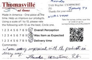 Rindy Spring TX WVAL7400 Survey Card