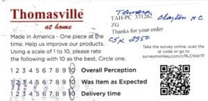 Tamera Clayton NC CSK2950 Survey Card