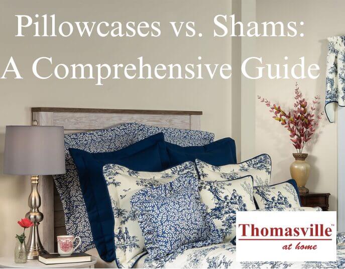 Image for pillowcase vs sham article, blue and cream toile bedding with standard and euro shams