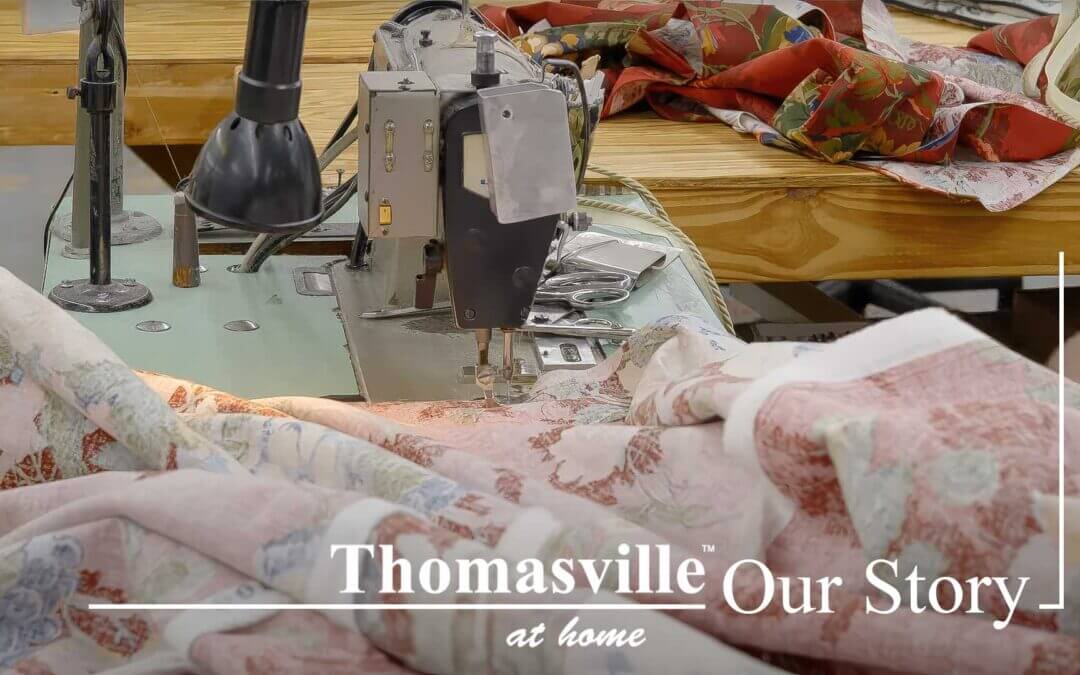 fabric and a sewing machine at Thomasville at Home factory