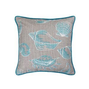 Turquoise and Grey Sea Shells Pillow