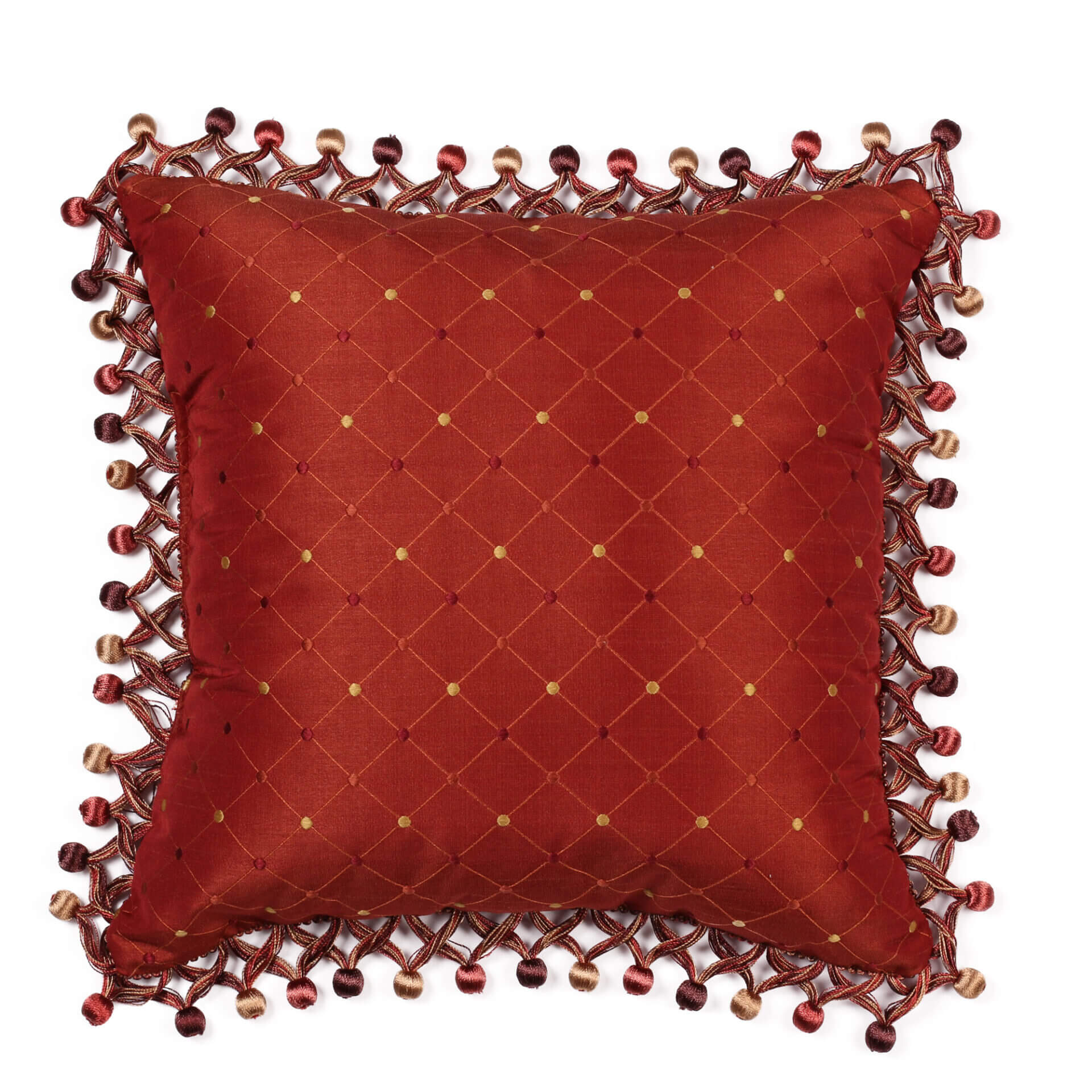 Hampstead Black Diamond Square Pillow with Beaded Trim