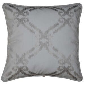 Ikat Frame - Platinum Embroidered 20" Square Pillow Cover Only