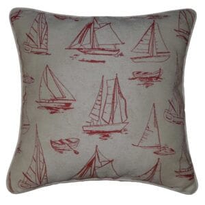 Spindrift Lobster/Cream Piping 20" Square Pillow Cover Only