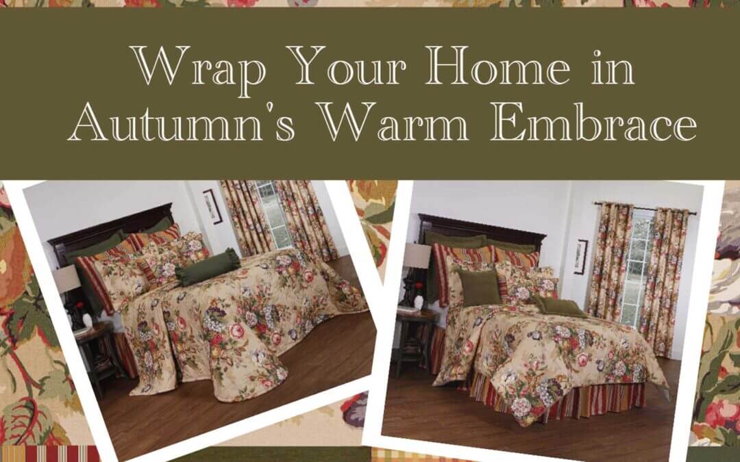 "Wrap your home in Autumn's warm Embrace " Fabric and photos of beds with Queensland Autumn