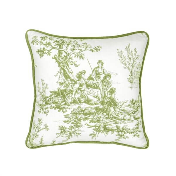 Bouvier Green Square Pillow - Toile