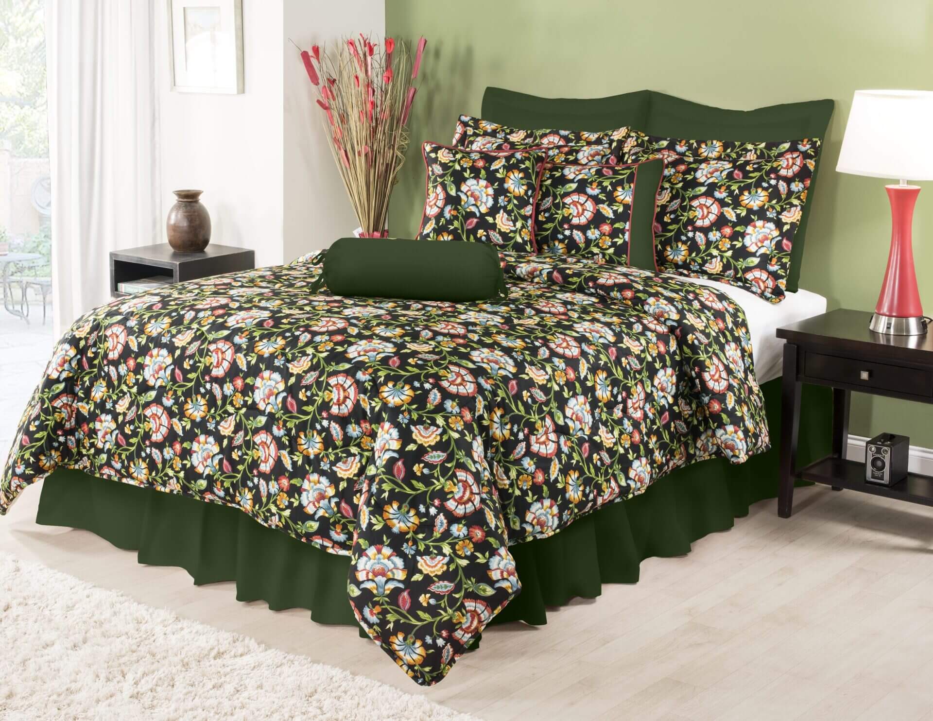 Cambridge Noir Comforter Set - Olive Green