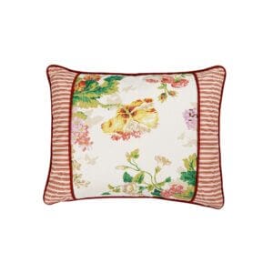 Cottage Rose Breakfast Pillow with Stripe Accent Bands