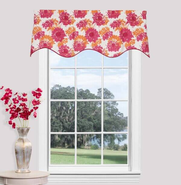 Fairy Flamingo Scalloped Filler Valance - Floral Print