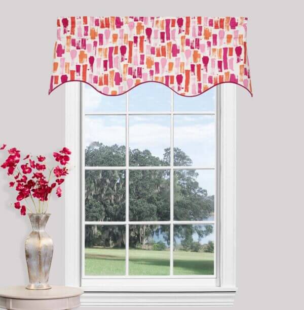 Fairy Flamingo Scalloped Filler Valance - Strokes Print