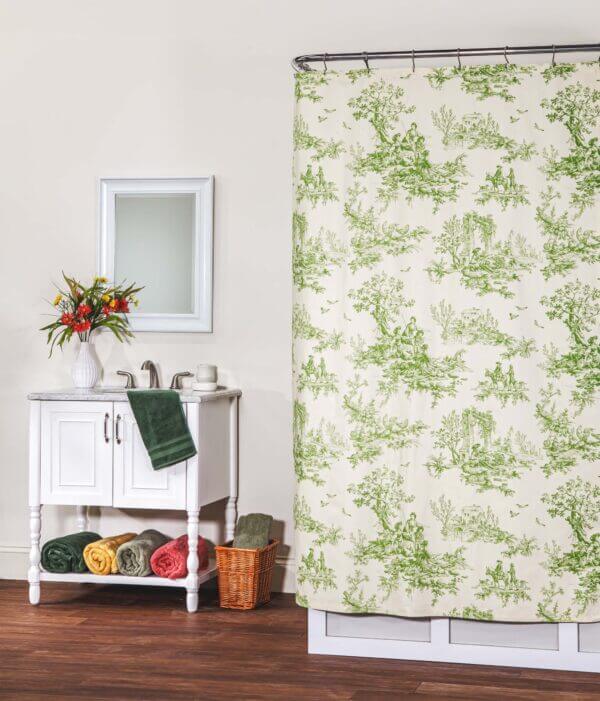Bouvier Green Shower Curtain - Toile