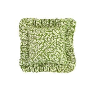 Bouvier Green Ruffled Pillow - Leaf