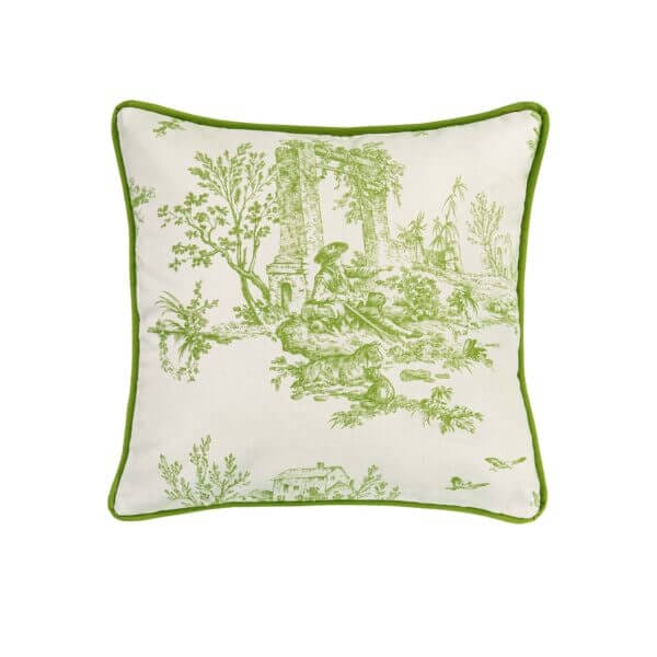 Bouvier Green Square Pillow - Toile