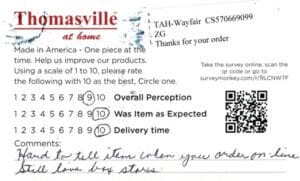 Gail Saegertown PA 4PK-CP-HHM Survey Card