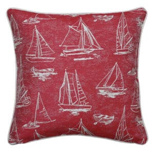 Spindrift Lobster-Red Side/Cream Piping 20" Square Pillow Cover Only